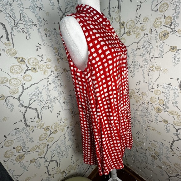 Anthropologie 11.1 Tylho‎ Button Up Shirt Dress Sz M Checkered Mini Sleeveless - Picture 4 of 9